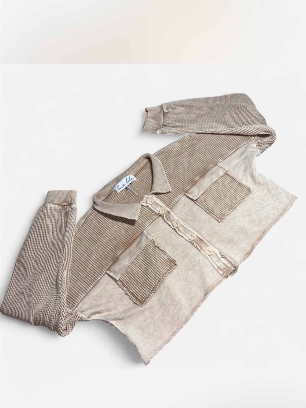 Love Lola Fancy Beige Waffle-Knit